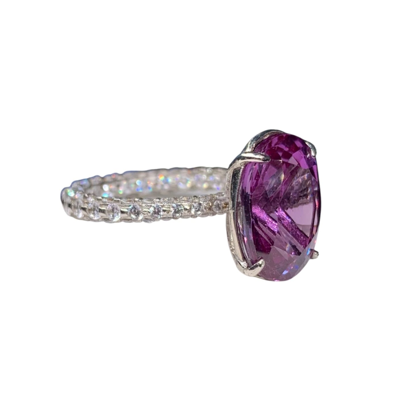 Anillo de Alejandrita con Argolla 360 de Topacio Blanco