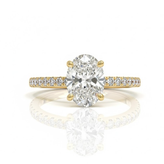 Anillo Corte Oval con Diamante de Laboratorio con Laterales