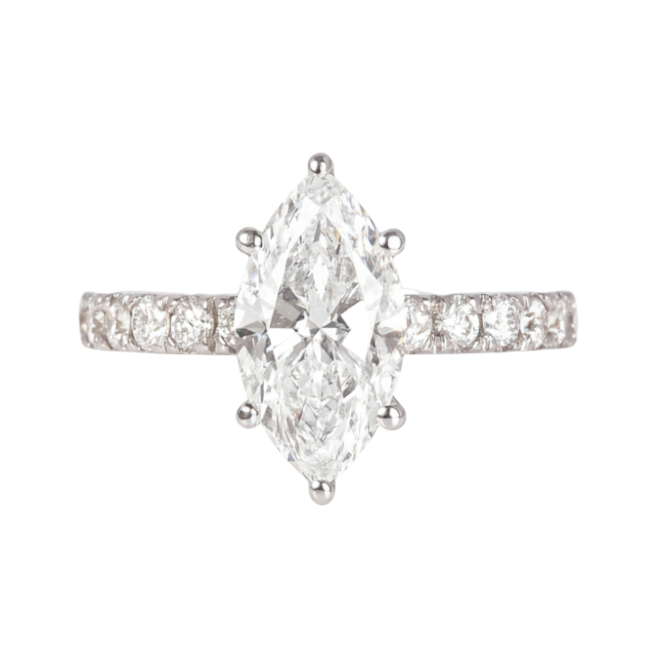 Anillo de Oro Blanco 14k con Diamante de Laboratorio Corte Marquise