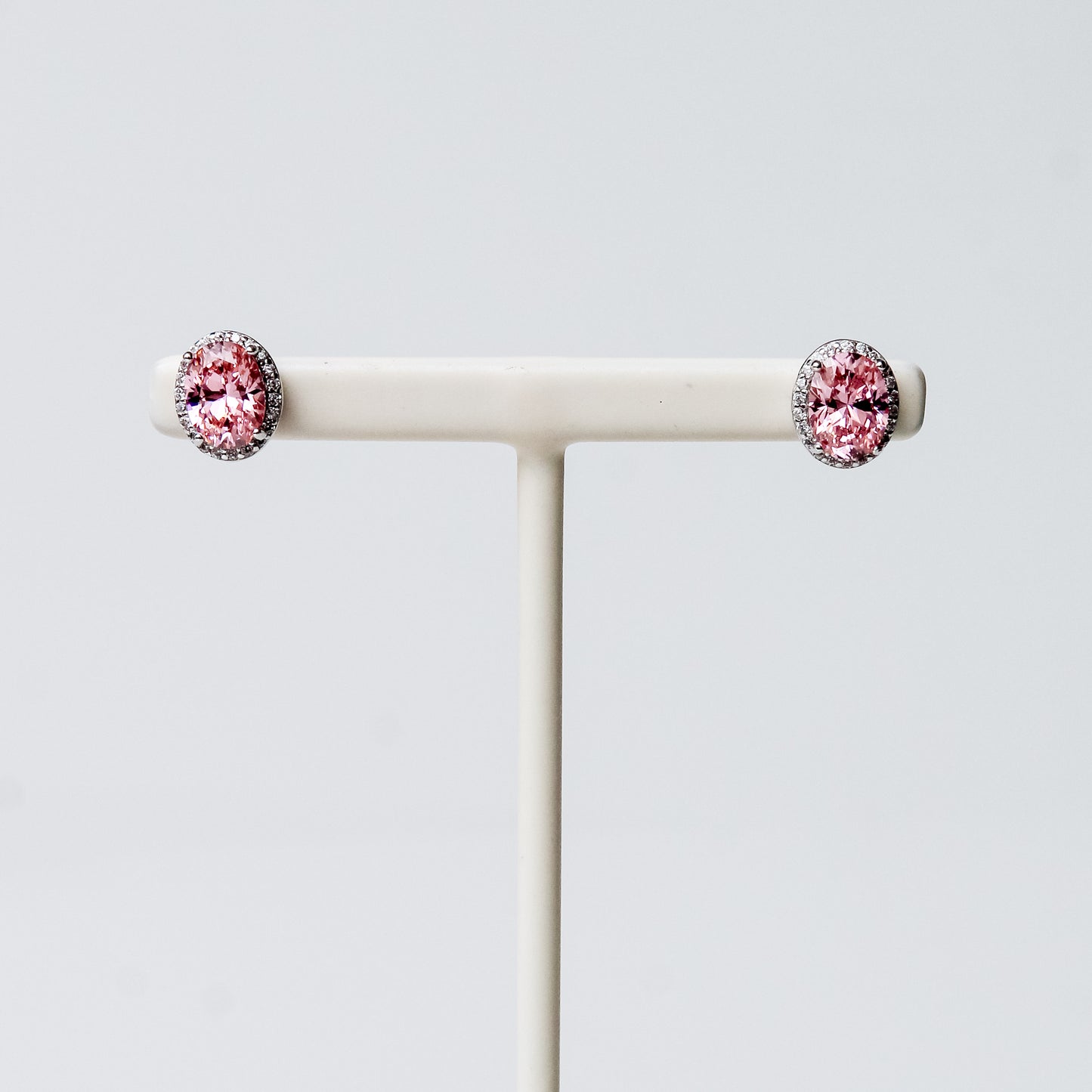 Aretes de Zafiro Rosa y Halo de Topacio Blanco en Plata 925