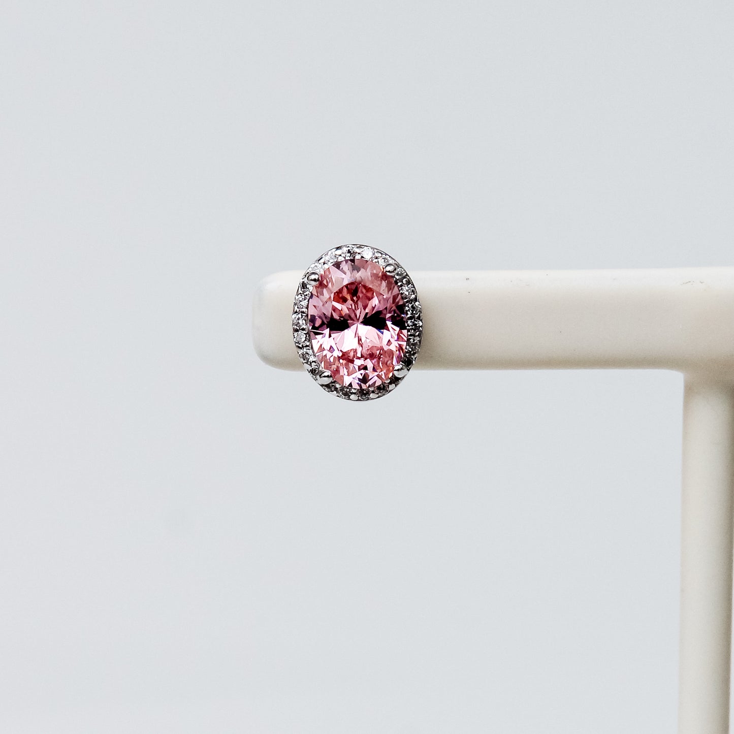 Aretes de Zafiro Rosa y Halo de Topacio Blanco en Plata 925