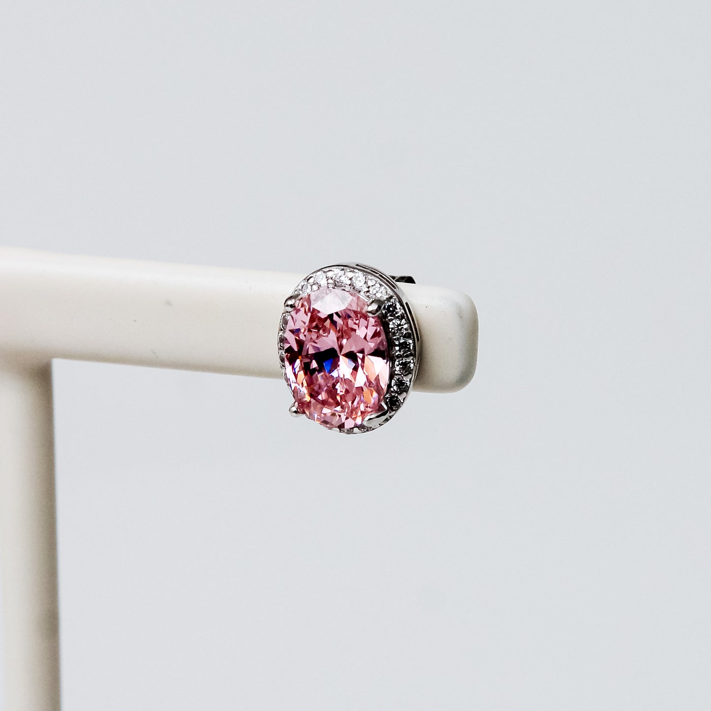 Aretes de Zafiro Rosa y Halo de Topacio Blanco en Plata 925