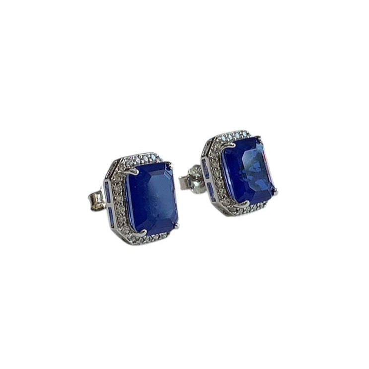 Aretes de Topacio Azul con Halo