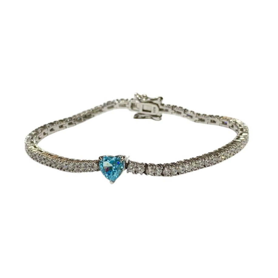 Pulsera de Topacio Blanco con Corazón