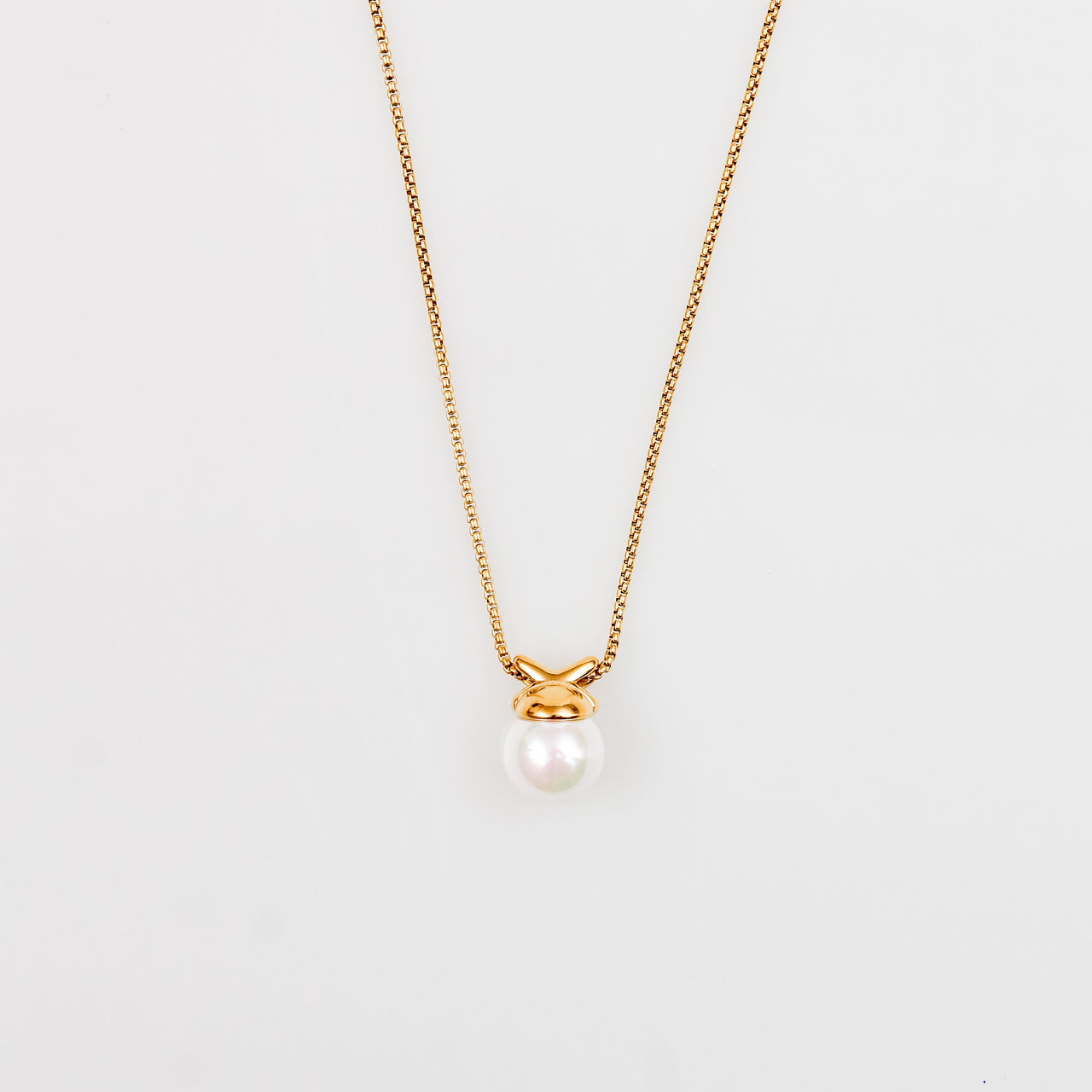 Collar con Dije de Perla y Cadena de Tejido Caja Veneciana