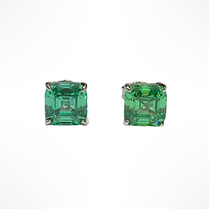 Aretes Studs de Esmeralda en Plata 925