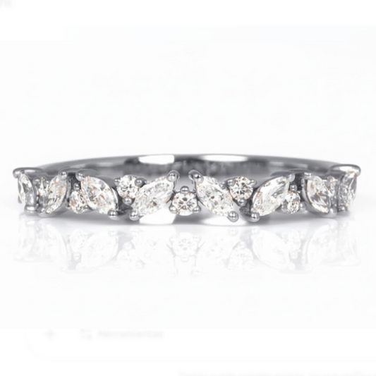 Churumbela en Oro Blanco 14k con Diamantes Naturales Corte Marquise y Redondos