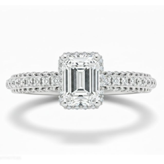 Anillo en Oro 10k con Zirconia Corte Esmeralda