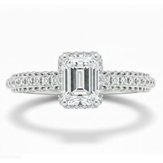 Anillo en Oro 10k con Zirconia Corte Esmeralda