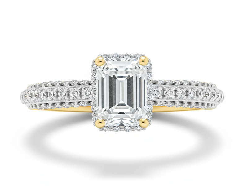 Anillo en Oro 10k con Zirconia Corte Esmeralda