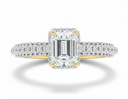 Anillo en Oro 10k con Zirconia Corte Esmeralda