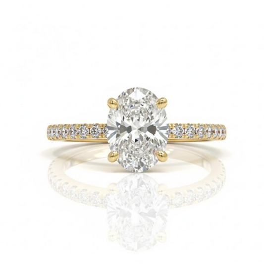 Anillo Corte Oval con Diamante de Laboratorio con Laterales