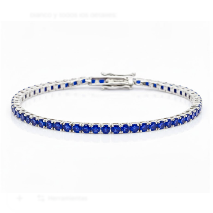 Pulsera Tennis de Zafiro Cultivado en Plata .925 con Baño de Rodio