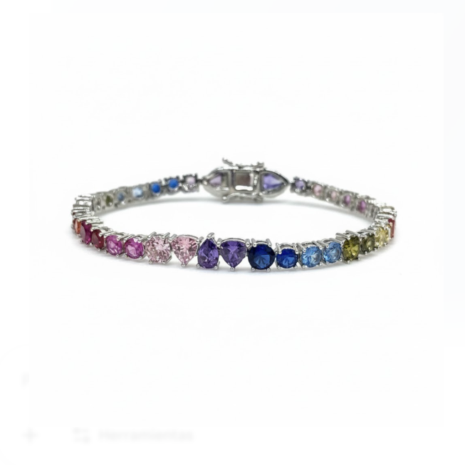 Pulsera de Topacios Multicolor en Plata .925 con Baño de Rodio