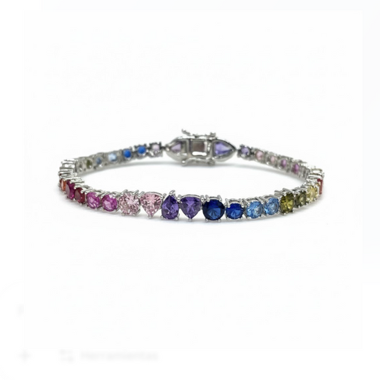 Pulsera de Topacios Multicolor en Plata .925 con Baño de Rodio
