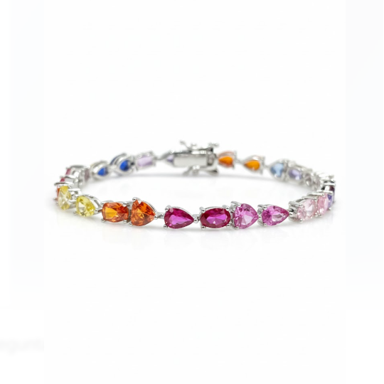 Pulsera de Topacios en Cortes Mixtos en Plata .925