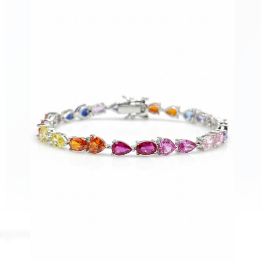 Pulsera de Topacios en Cortes Mixtos en Plata .925