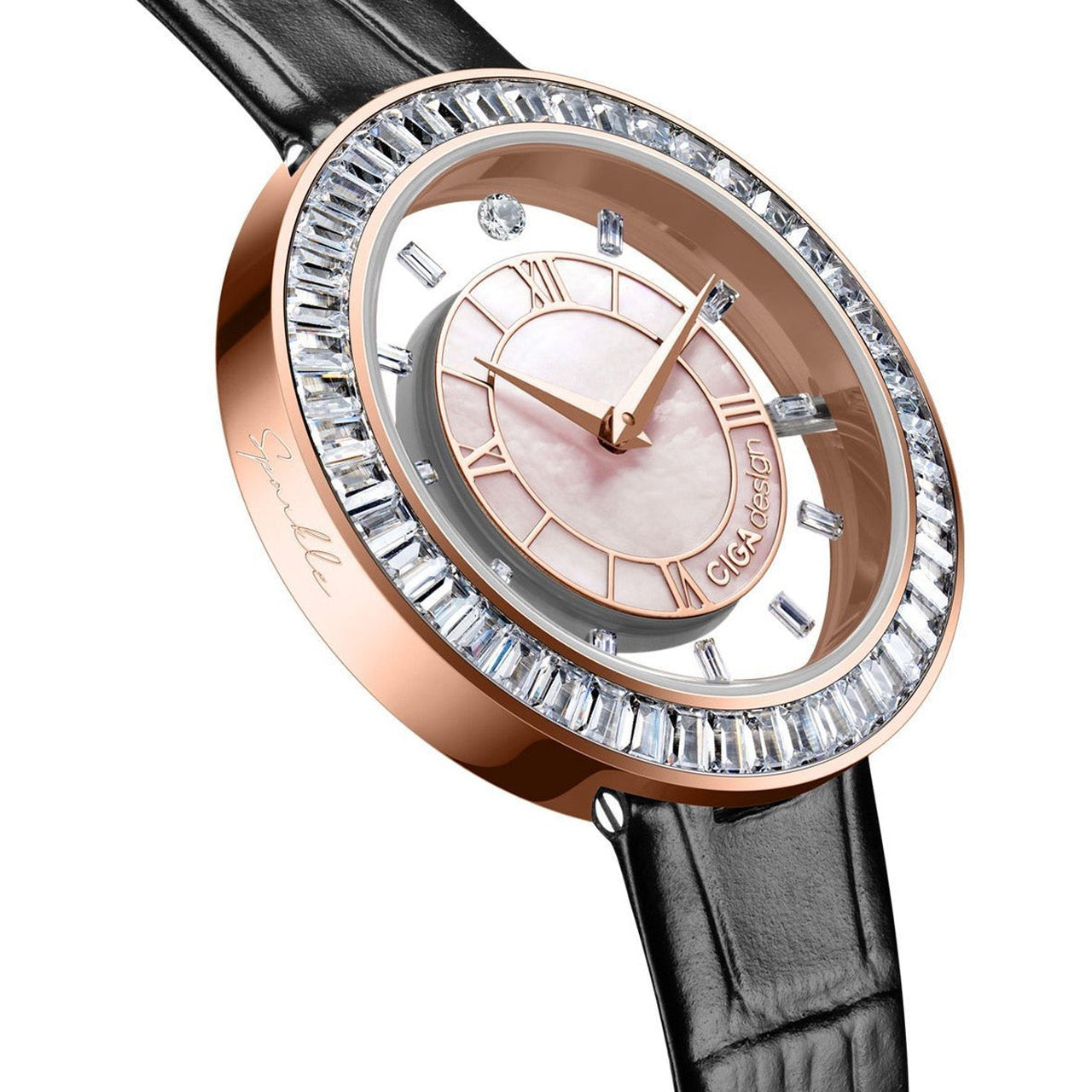 RELOJ CIGA DESIGN BLACK LEATHER – ROSE GOLD LUXURY