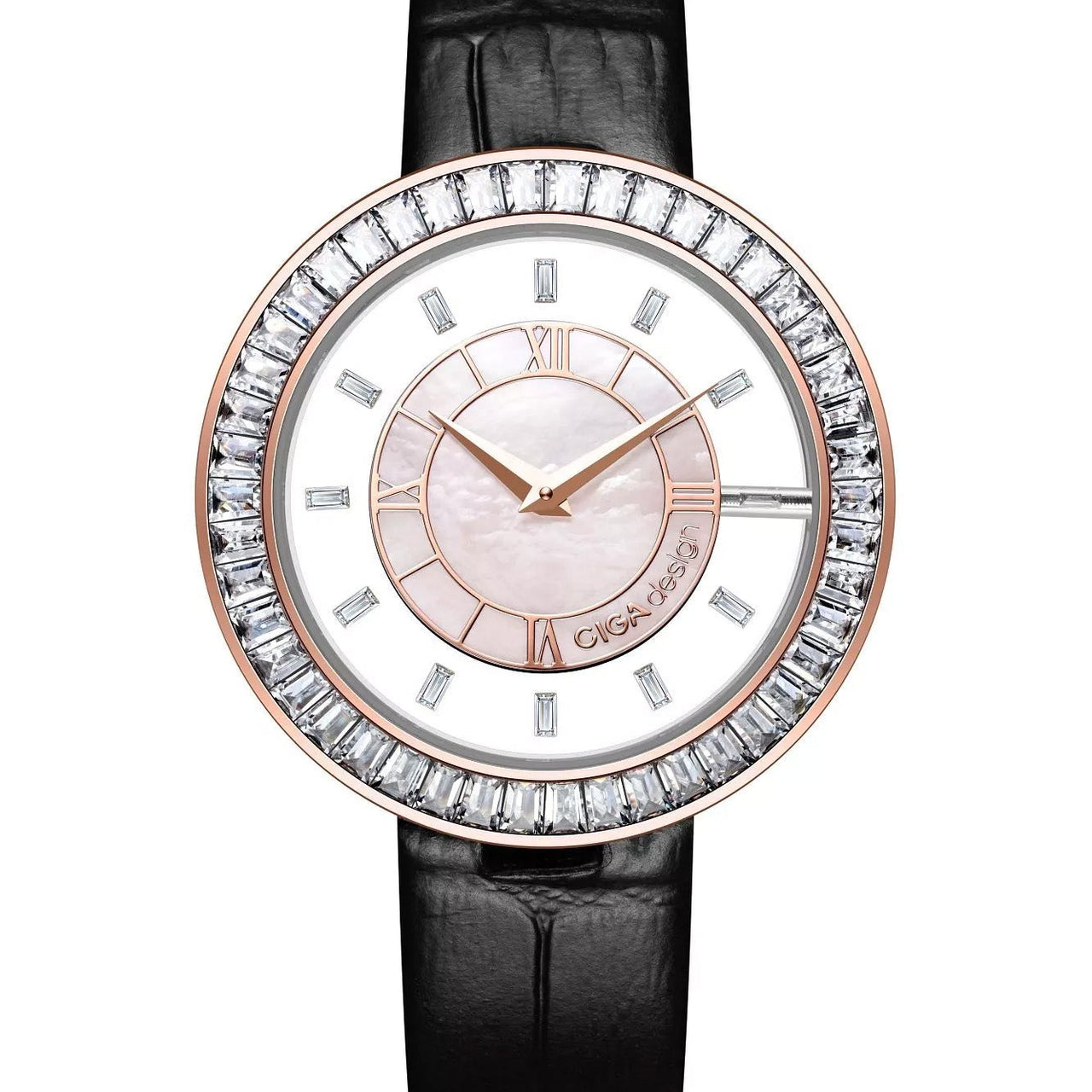 RELOJ CIGA DESIGN BLACK LEATHER – ROSE GOLD LUXURY