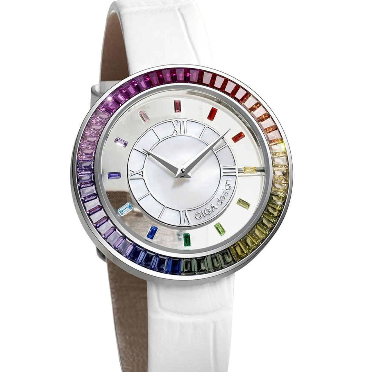 RELOJ CIGA DESIGN WHITE LEATHER – RAINBOW EDITION