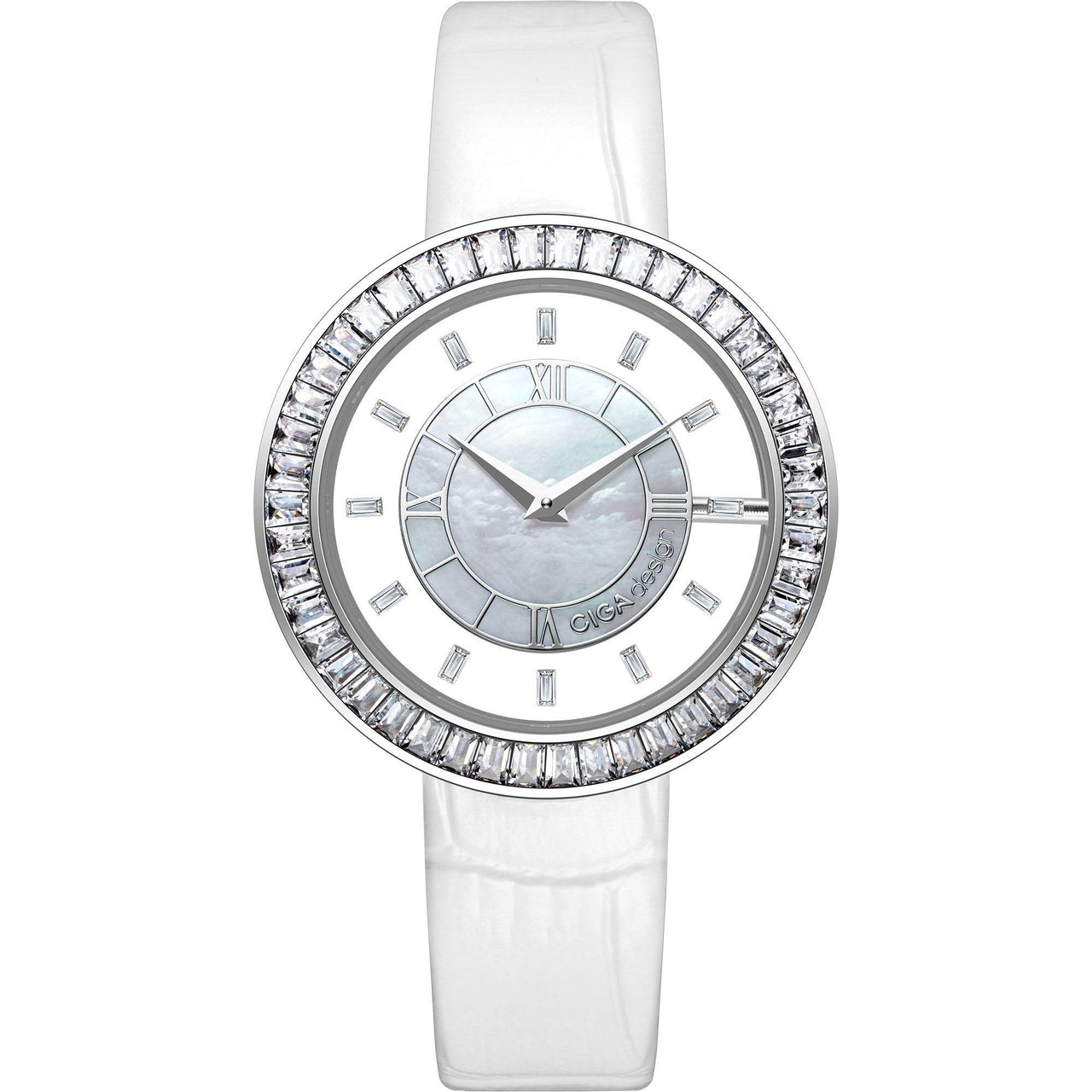 RELOJ CIGA DESIGN WHITE LEATHER – CRYSTAL ELEGANCE