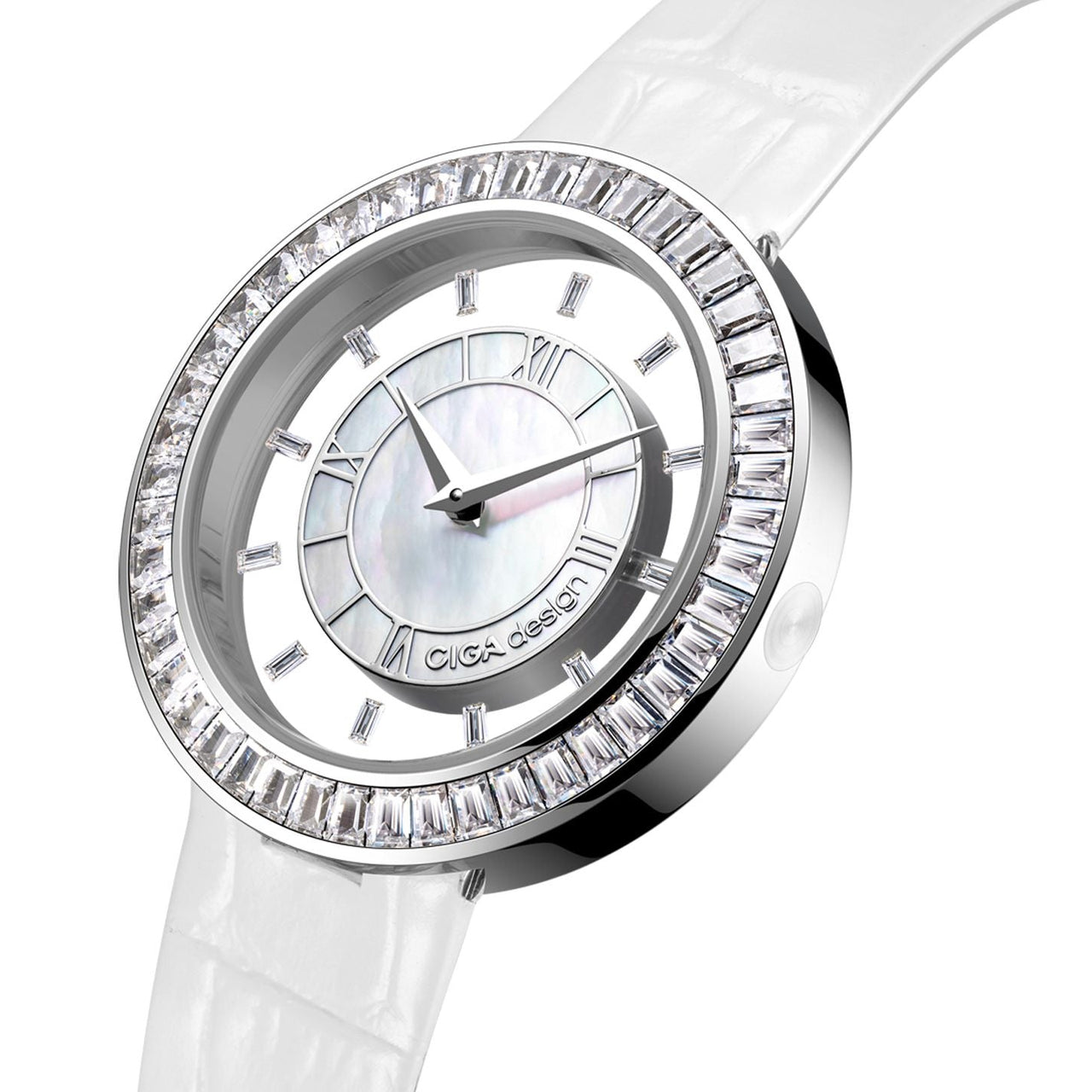 RELOJ CIGA DESIGN WHITE LEATHER – CRYSTAL ELEGANCE