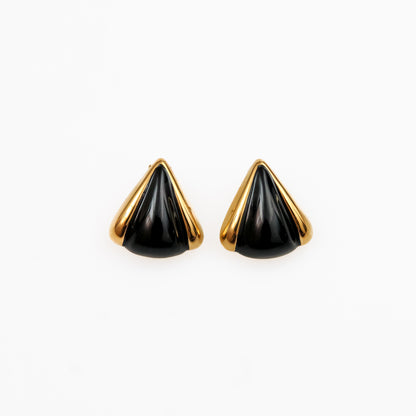 Aretes Triángulo Elegante con Detalles Dorados