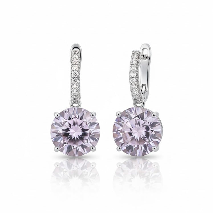 Huggies de Plata .925 con Baño de Rodio y Piedras Cultivadas