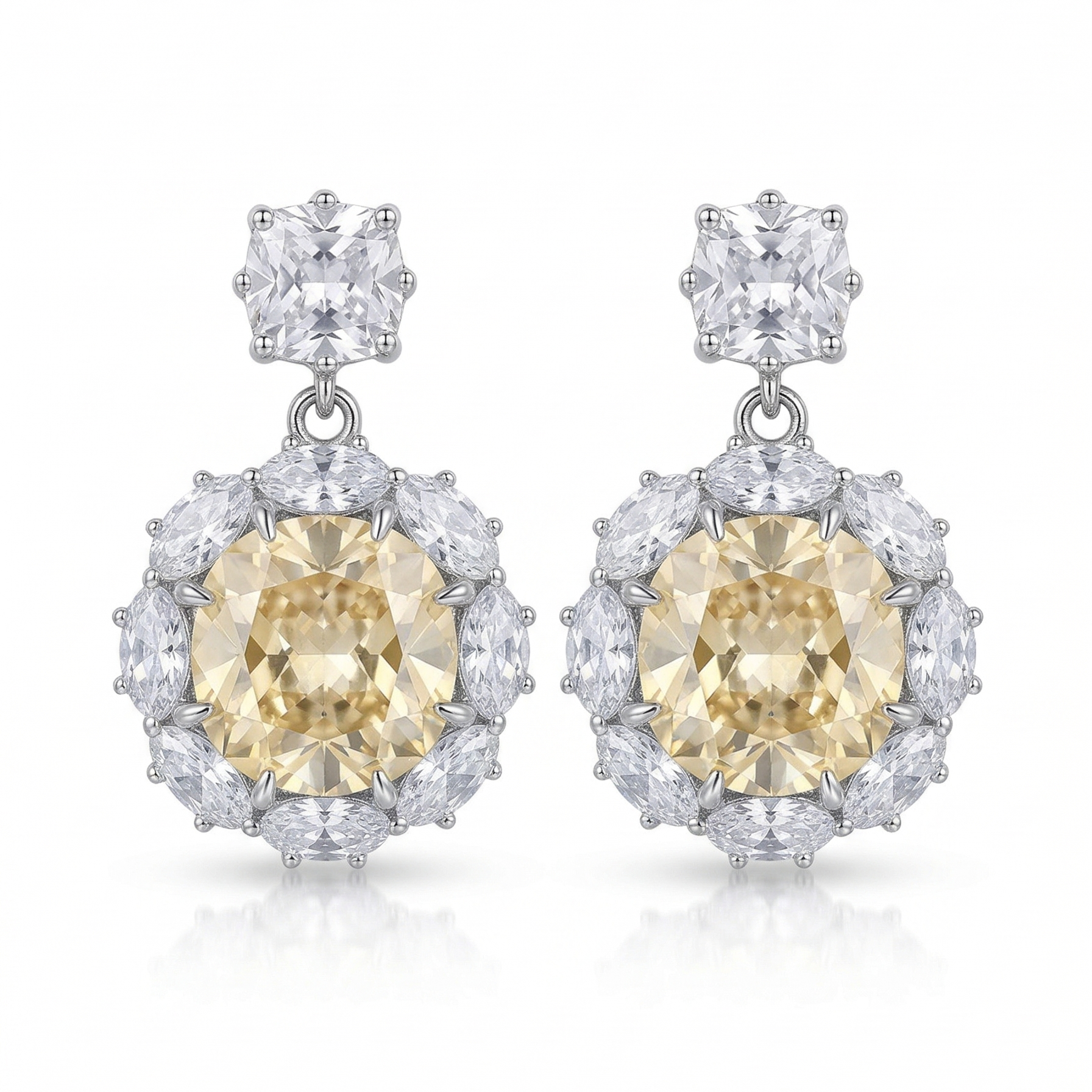Aretes Girasol de Topacio Canario