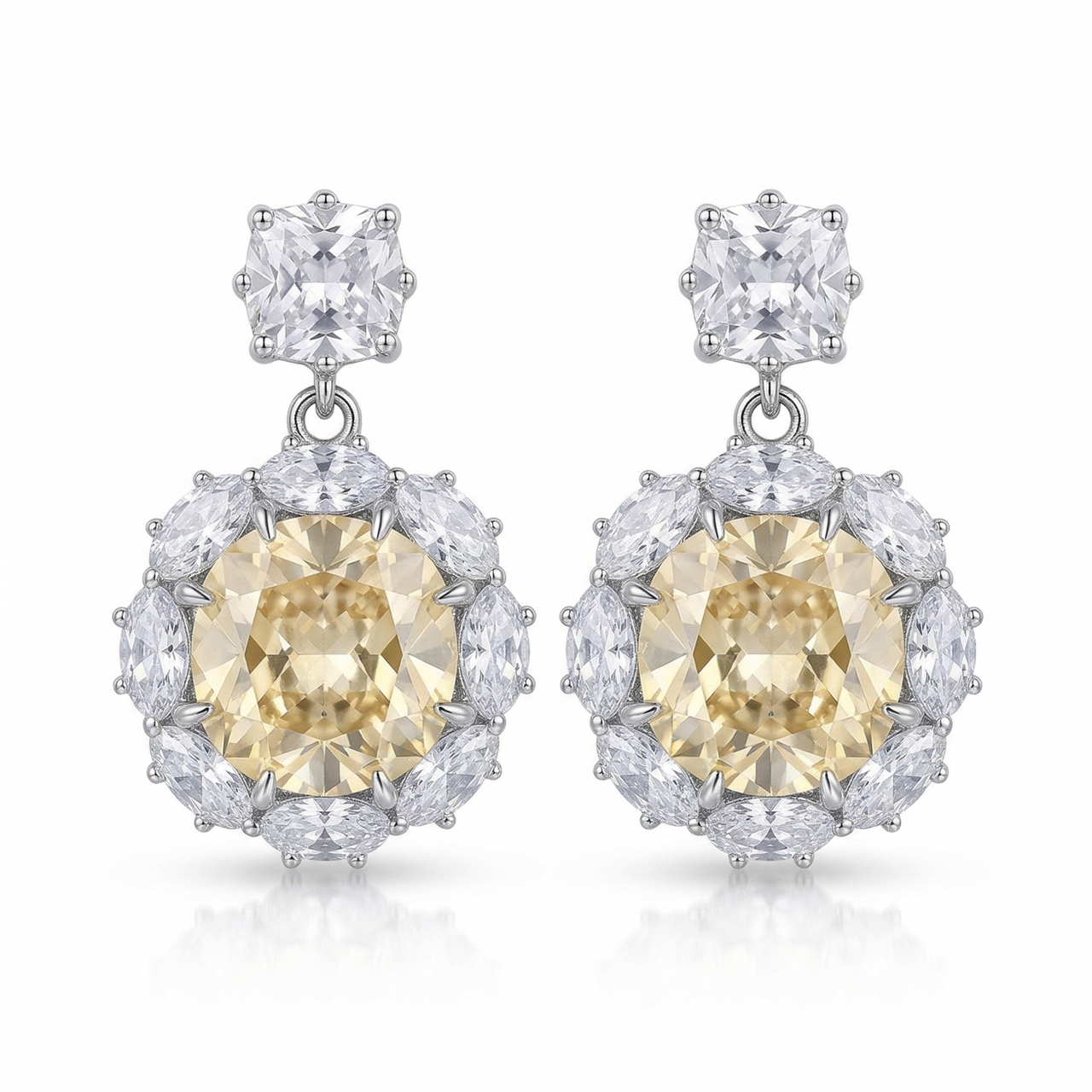 Aretes Girasol de Topacio Canario