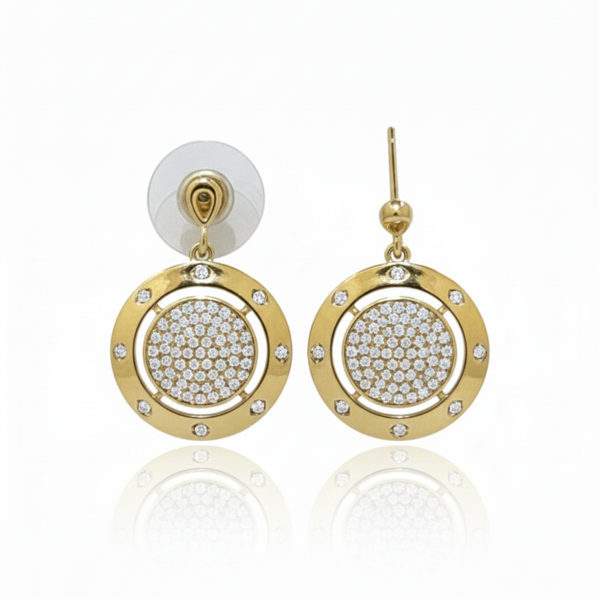 Aretes Semi Largos de Chapa con Zirconias – Brillo Moderno y Versátil