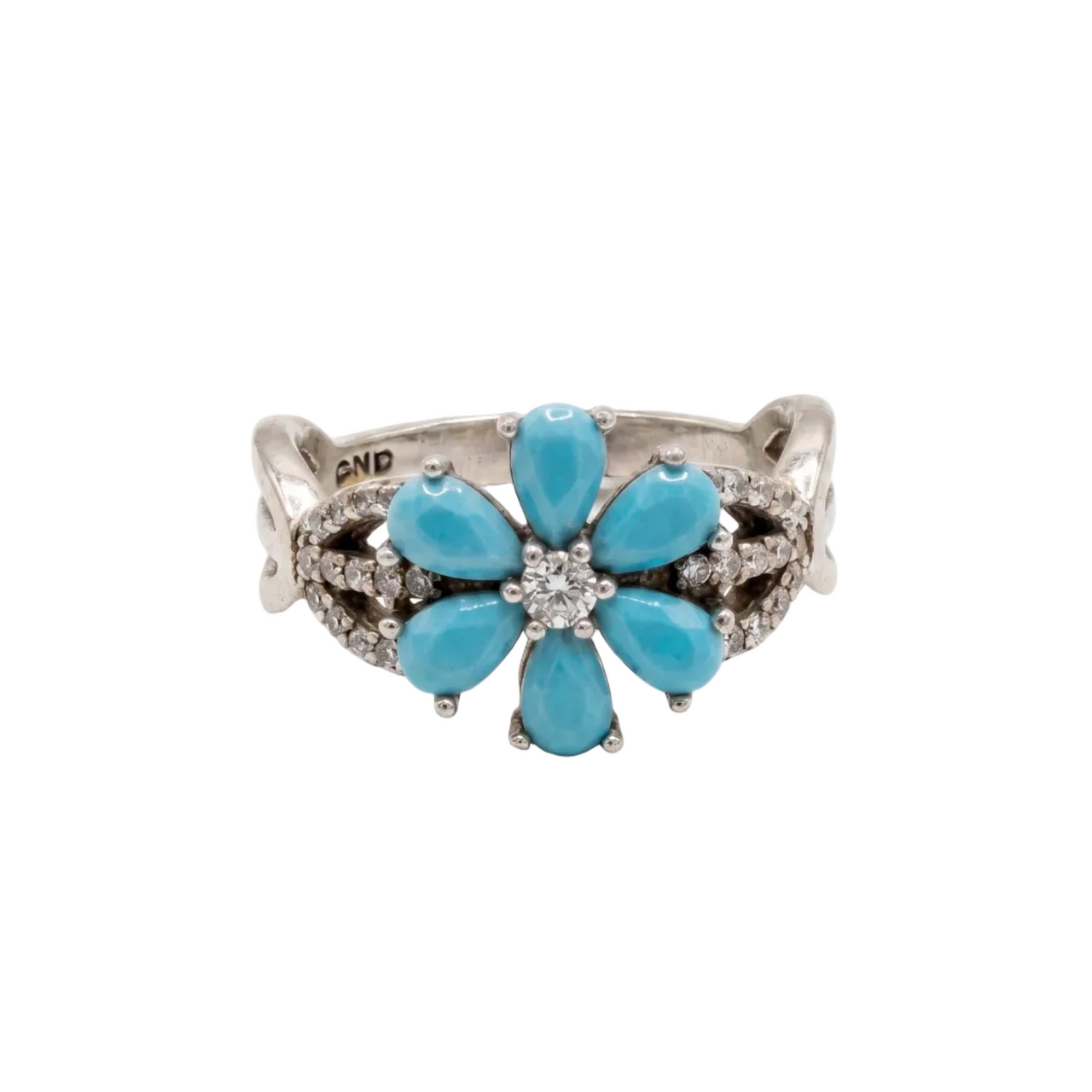 Anillo Flor de Topacio Azul