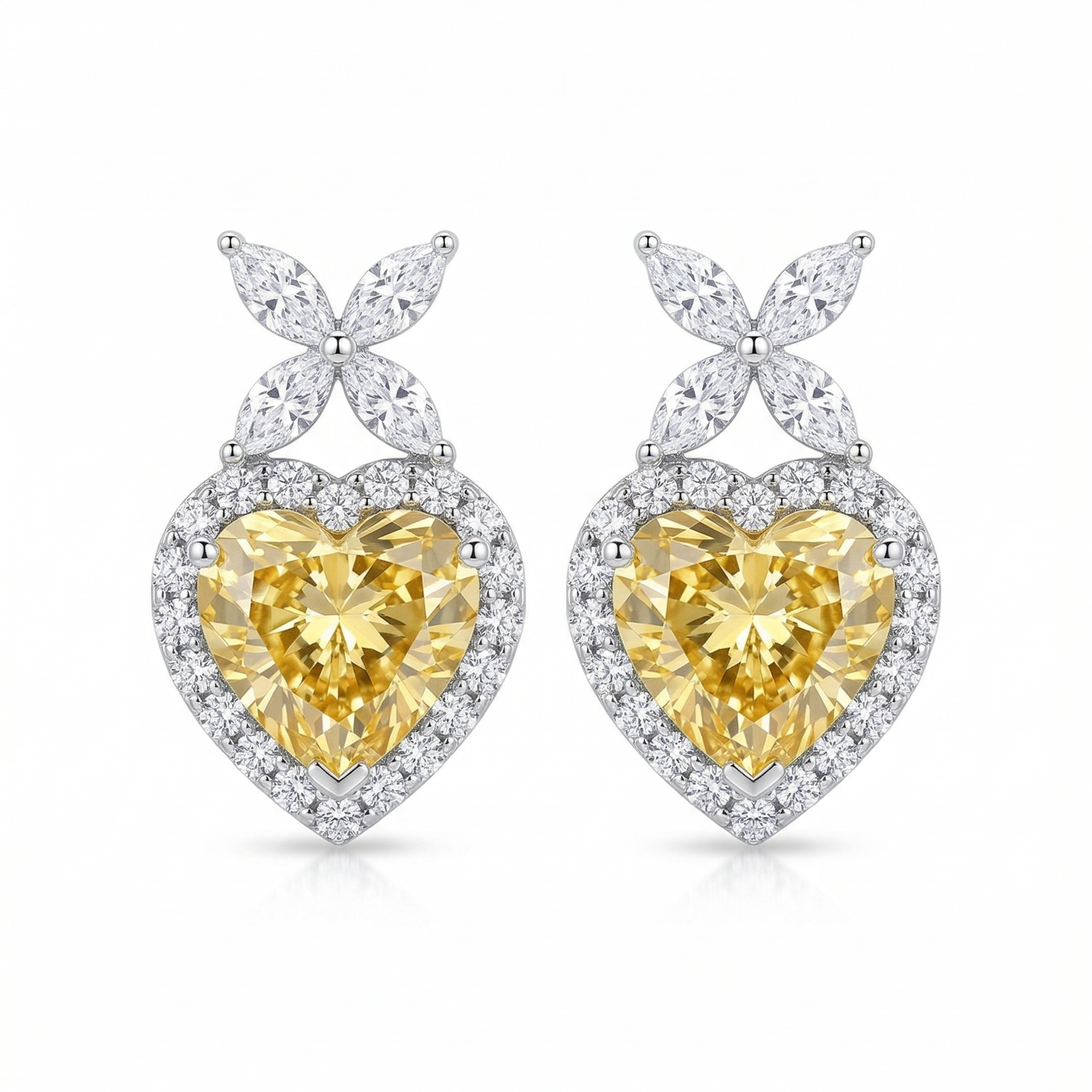 Aretes Corazón de Flor Canario