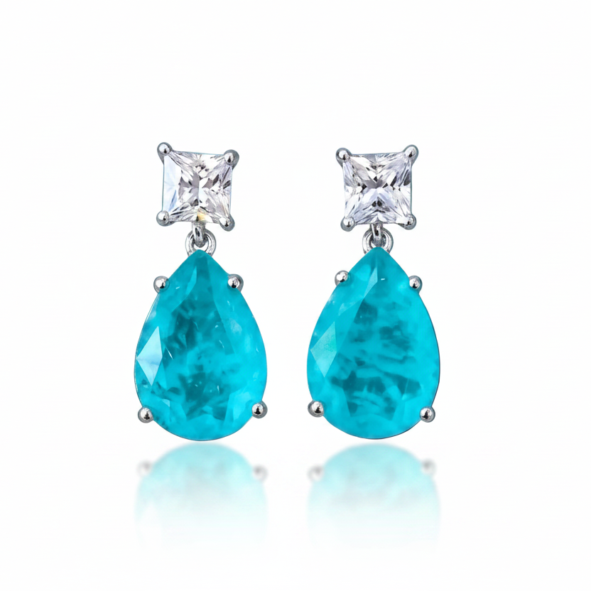 Aretes Thalassa (Turmalina Paraíba & Corte Gota)