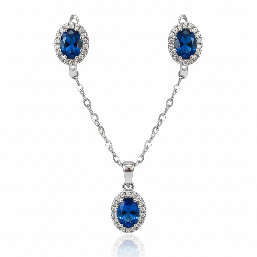 Set Zafiro Oval Halo