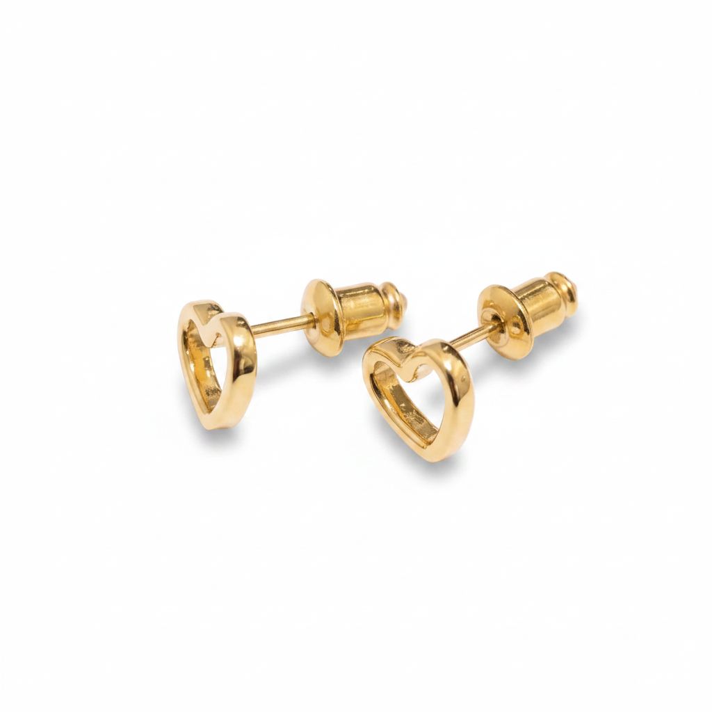 Aretes Amara (Mini Corazones en Chapa de Oro)