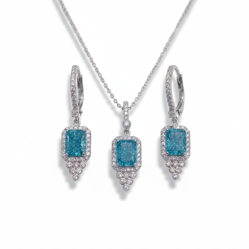 Set Terra (Dije & Aretes con Halo Cristal)