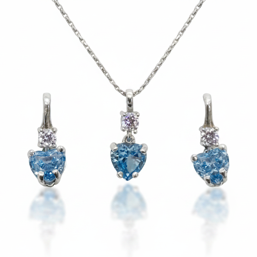 Set Amaris (Corazón de Topacio Azul & Topacio Blanco)