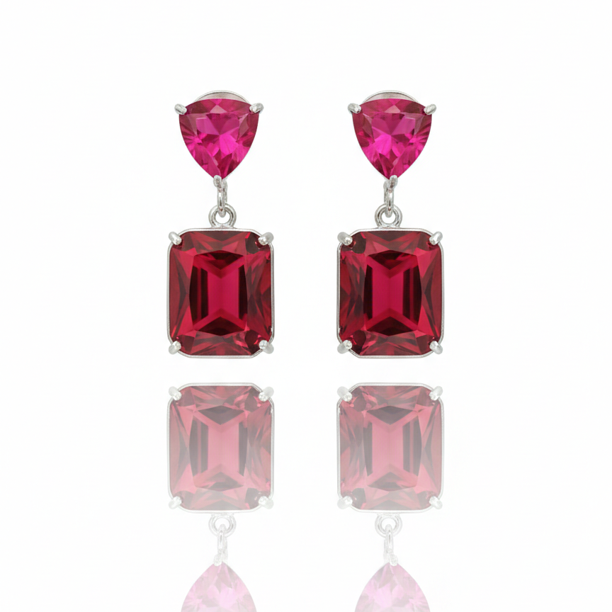 Aretes de Plata Gala Carmín