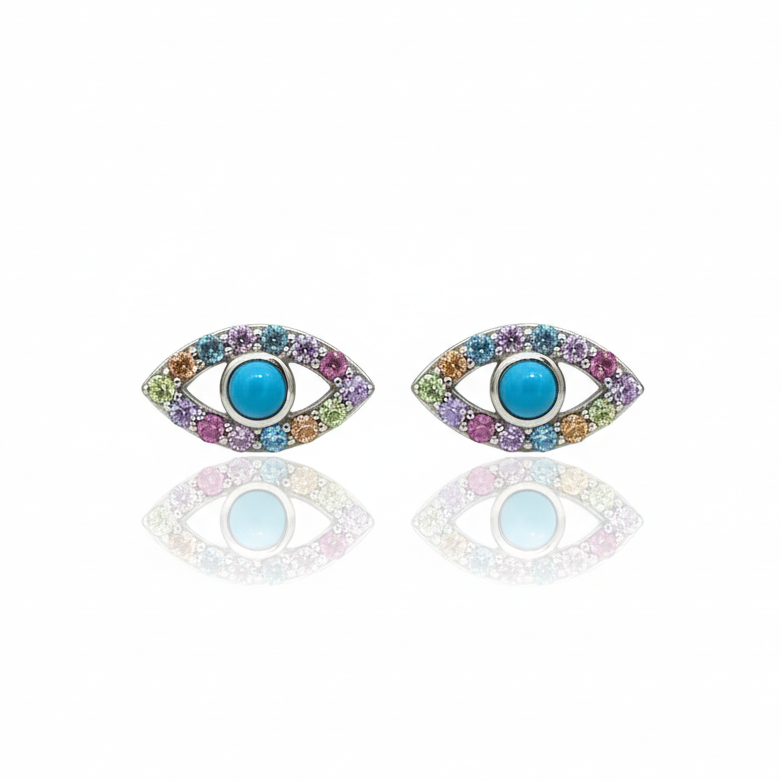 Aretes de Ojo con Turquesa en plata.925