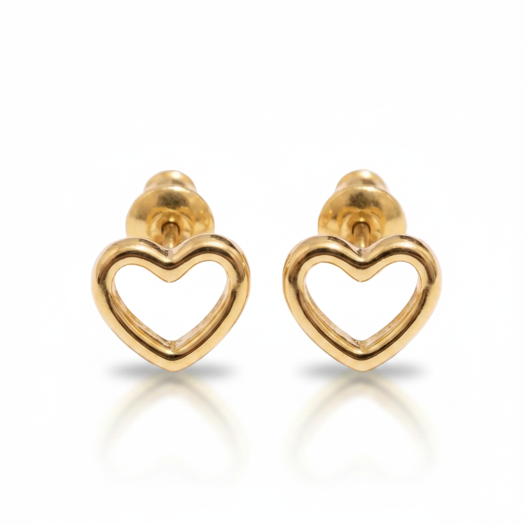 Aretes Amara (Mini Corazones en Chapa de Oro)
