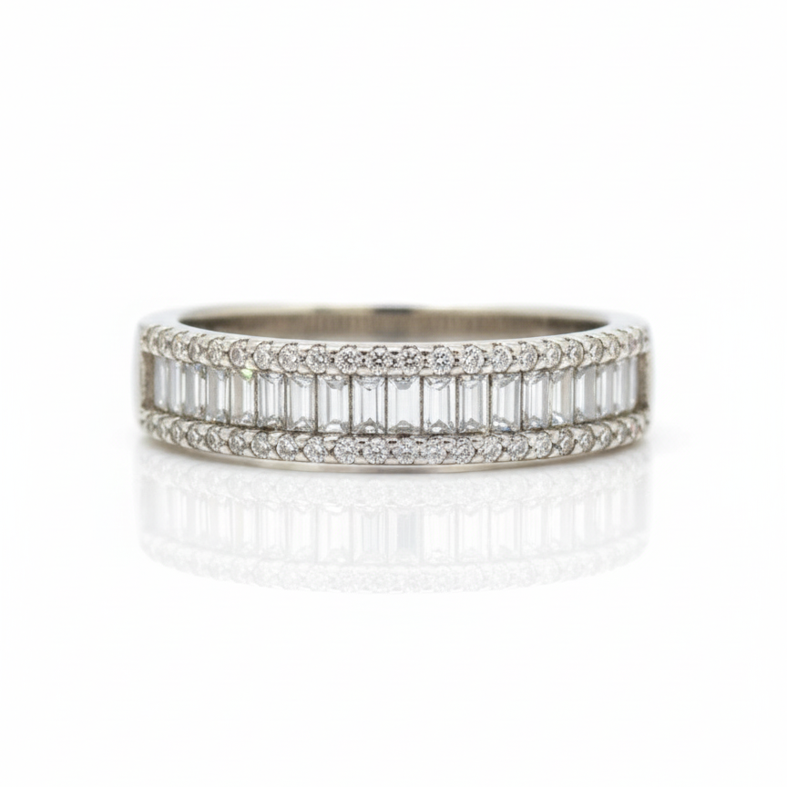 Churumbela Moissanita Corte Baguette en Plata .925