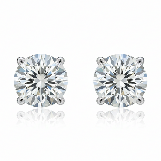 Aretes Stud en Oro Blanco 14k con Diamantes de Laboratorio
