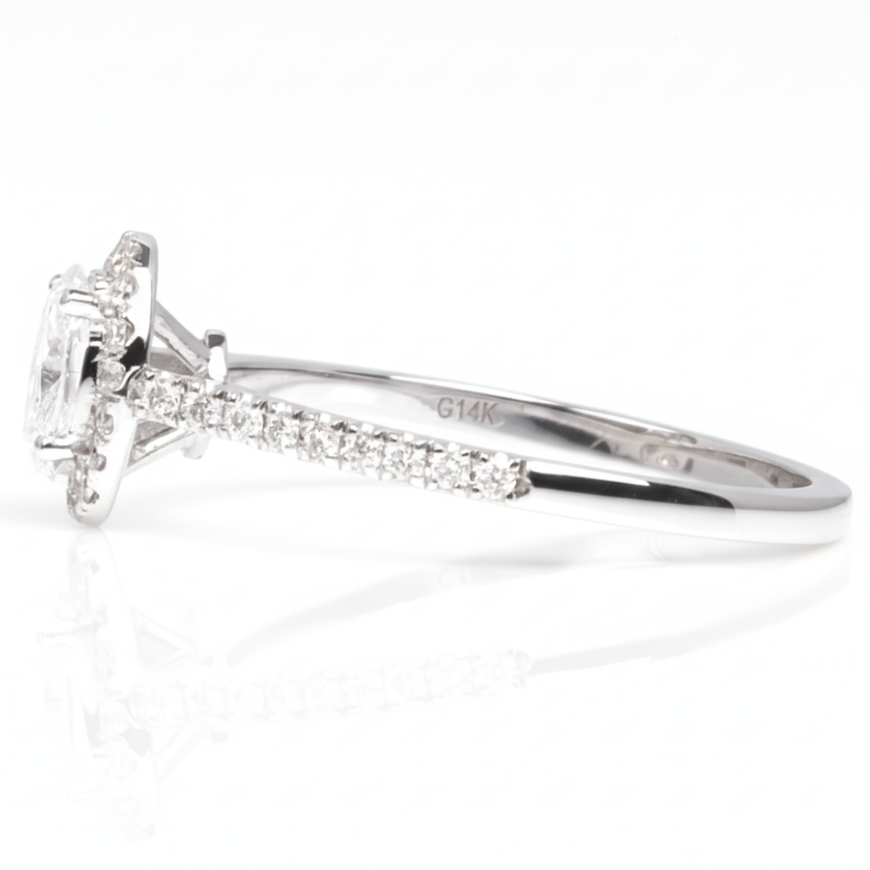 Anillo de Oro Blanco 14k con Diamante de Laboratorio