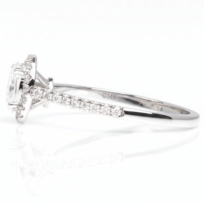 Anillo de Oro Blanco 14k con Diamante de Laboratorio