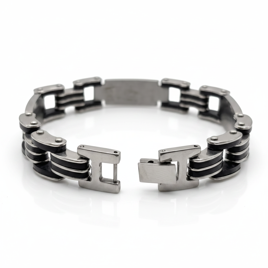 Pulsera de Eslabones Industriales Titan Edge con Placa Central