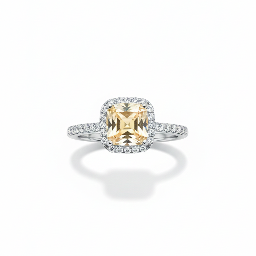 Anillo Citrino Princess Halo