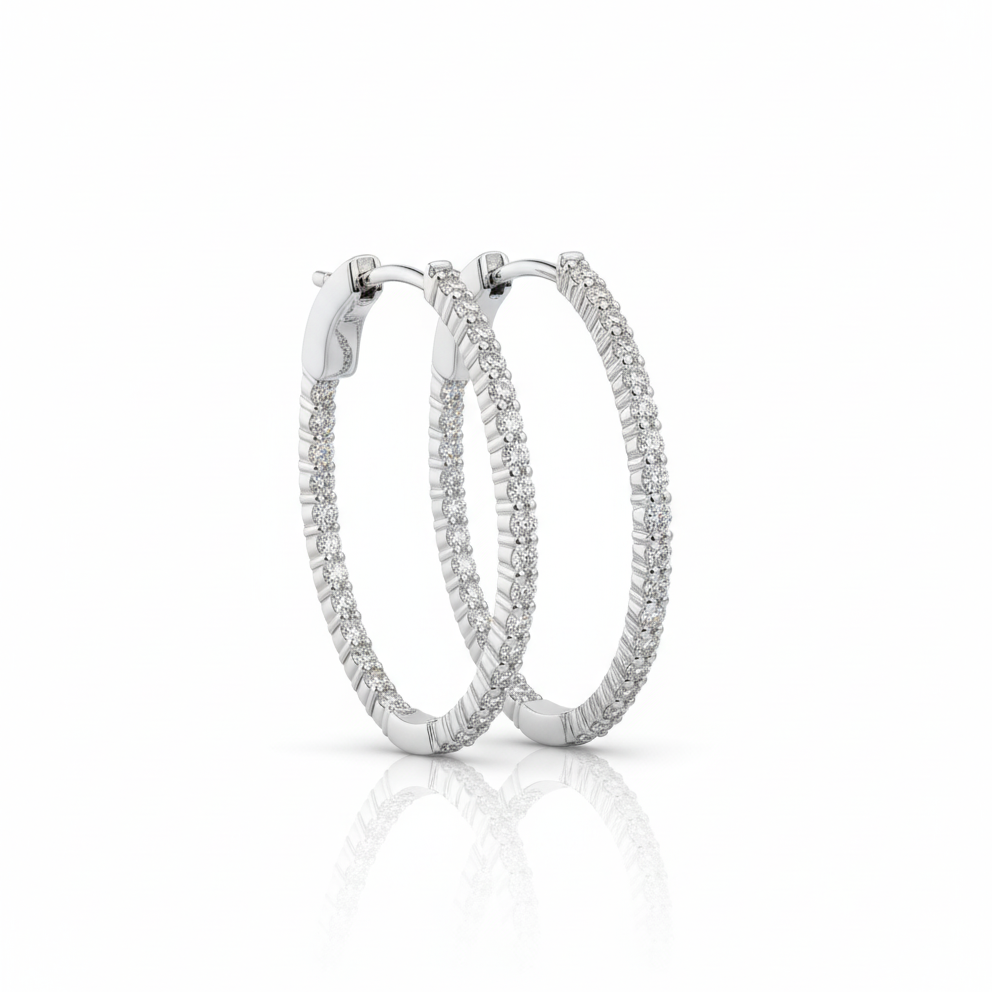 Arracadas Ovaladas con Diamantes de Laboratorio 1.10 ct