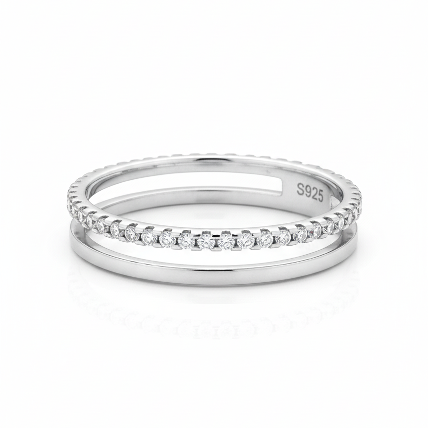 Churumbela con Moissanita y Banda Lisa