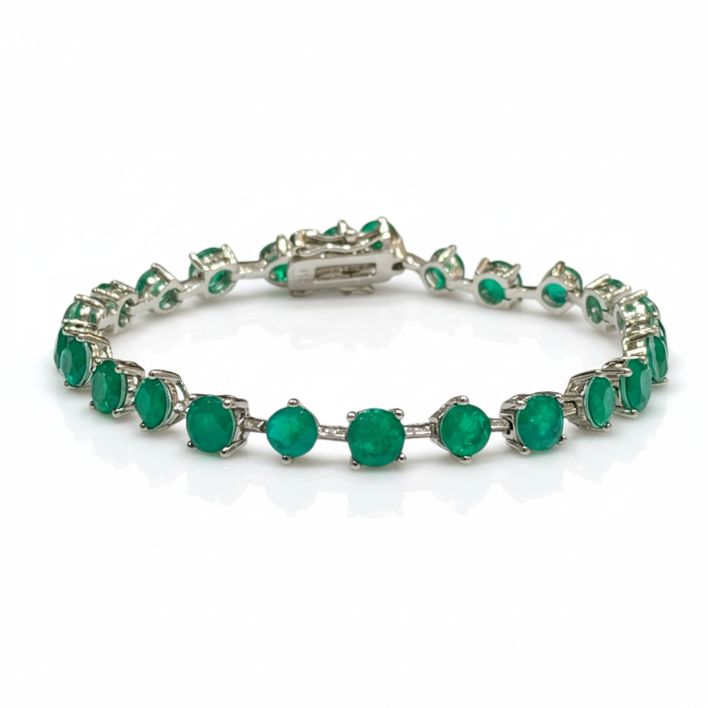 Pulsera Geométrica de Esmeralda Colombiana